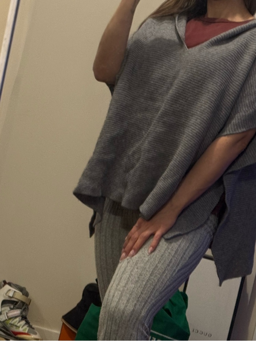 Cozy Ribbed Gray Women's Sweater Top